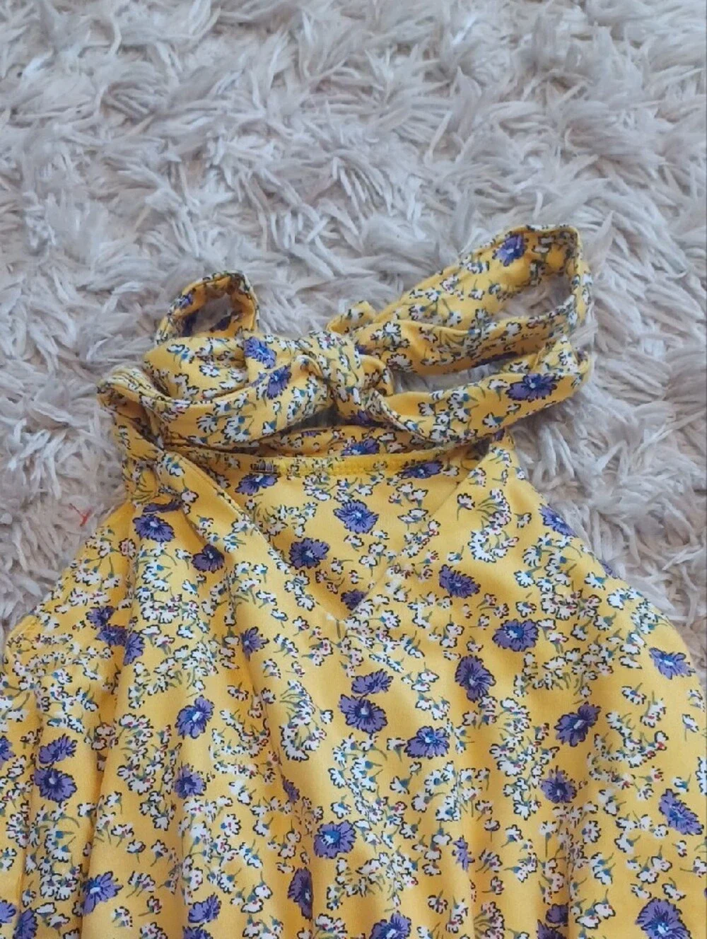 Girls' Yellow Floral Sleeveless Romper with Elastic Waist